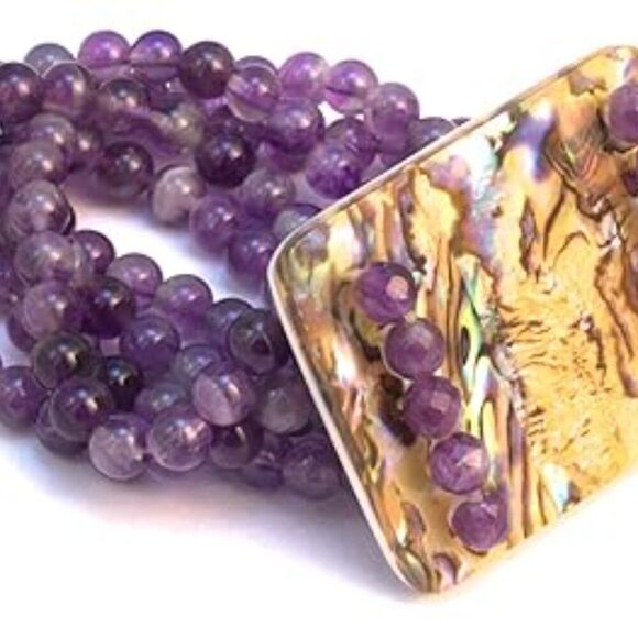 Salley C Natural Amethyst Gemstone 5Layers Designer Bracelet for Women - Picture 4 of 4